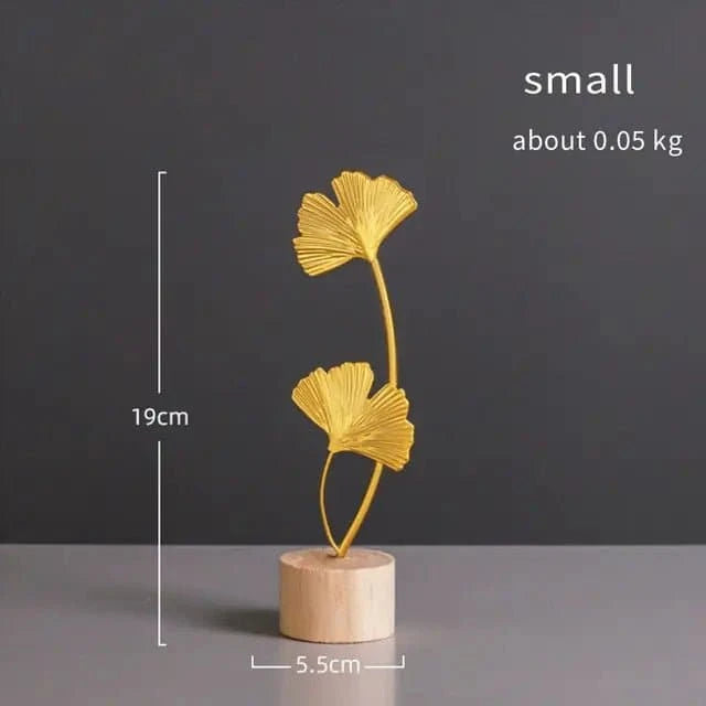 Elegant Nordic Gold Ginkgo Leaf Sculpture - The UNIX