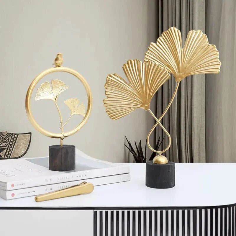 Elegant Nordic Gold Ginkgo Leaf Sculpture - The UNIX