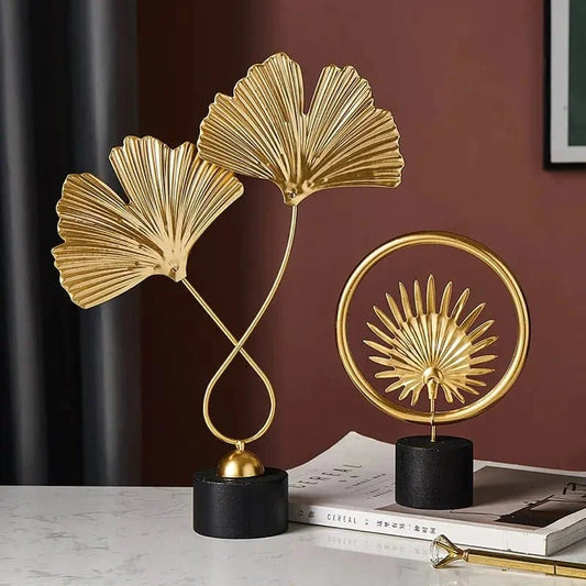 Elegant Nordic Gold Ginkgo Leaf Sculpture - The UNIX