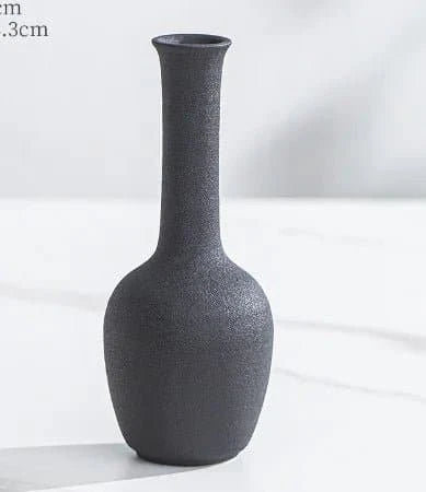 Japanese - Style Black Ceramic Glaze Vase for Timeless Elegance - The UNIX