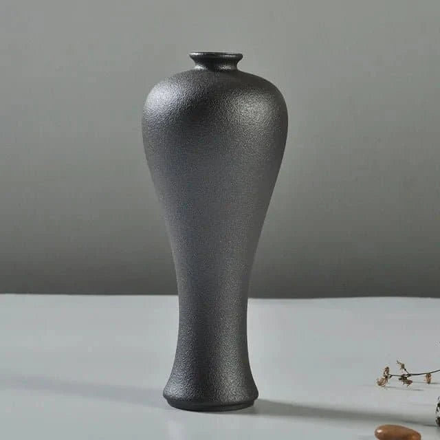 Japanese - Style Black Ceramic Glaze Vase for Timeless Elegance - The UNIX