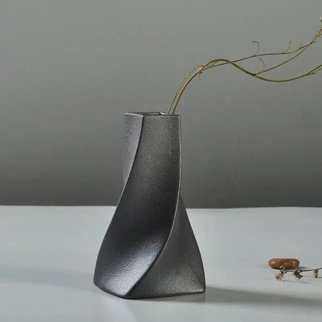 Japanese - Style Black Ceramic Glaze Vase for Timeless Elegance - The UNIX