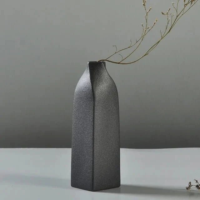 Japanese - Style Black Ceramic Glaze Vase for Timeless Elegance - The UNIX