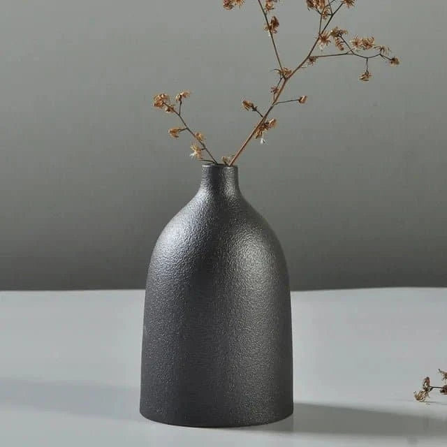 Japanese - Style Black Ceramic Glaze Vase for Timeless Elegance - The UNIX