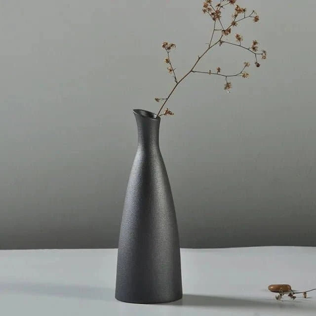 Japanese - Style Black Ceramic Glaze Vase for Timeless Elegance - The UNIX