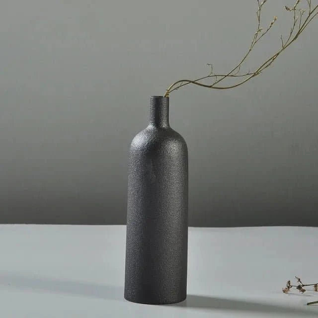 Japanese - Style Black Ceramic Glaze Vase for Timeless Elegance - The UNIX
