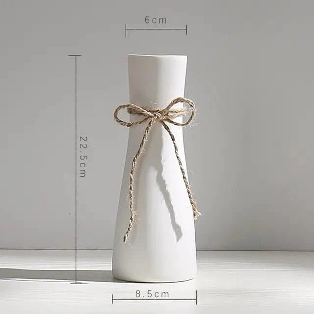 Modern Minimalist White Hemp Rope Ceramic Vase - The UNIX