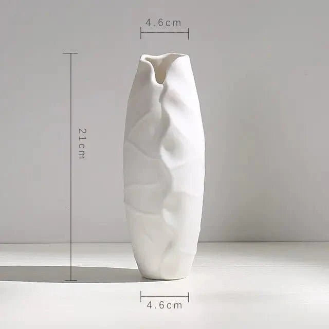 Modern Minimalist White Hemp Rope Ceramic Vase - The UNIX