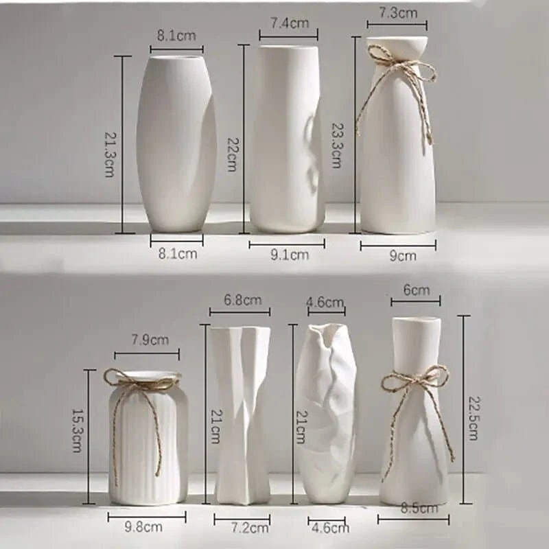 Modern Minimalist White Hemp Rope Ceramic Vase - The UNIX