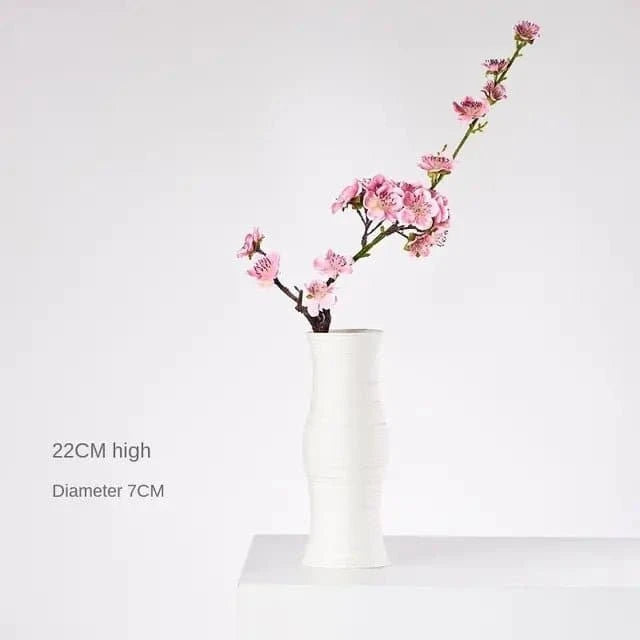 Modern Minimalist White Hemp Rope Ceramic Vase - The UNIX