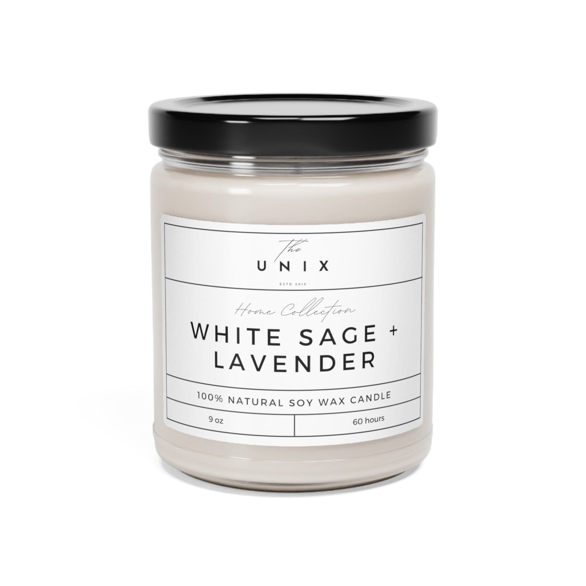 UNIX Aromatherapy Soy Candle - 9oz | 100% Natural Soy Wax with Cotton Wick | Up to 60 Hours Burn Time | Available in 5 Luxurious Scents - The UNIX