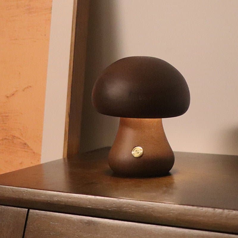 Wooden Cute Mushroom LED Night Light with Touch Switch - The UNIX