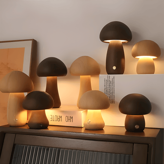 Wooden Cute Mushroom LED Night Light with Touch Switch - The UNIX